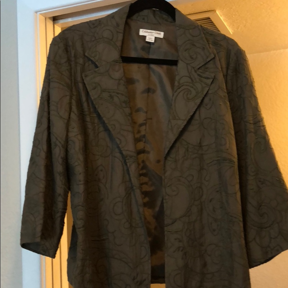Coldwater Creek Sz L Blazer in darker olive green
